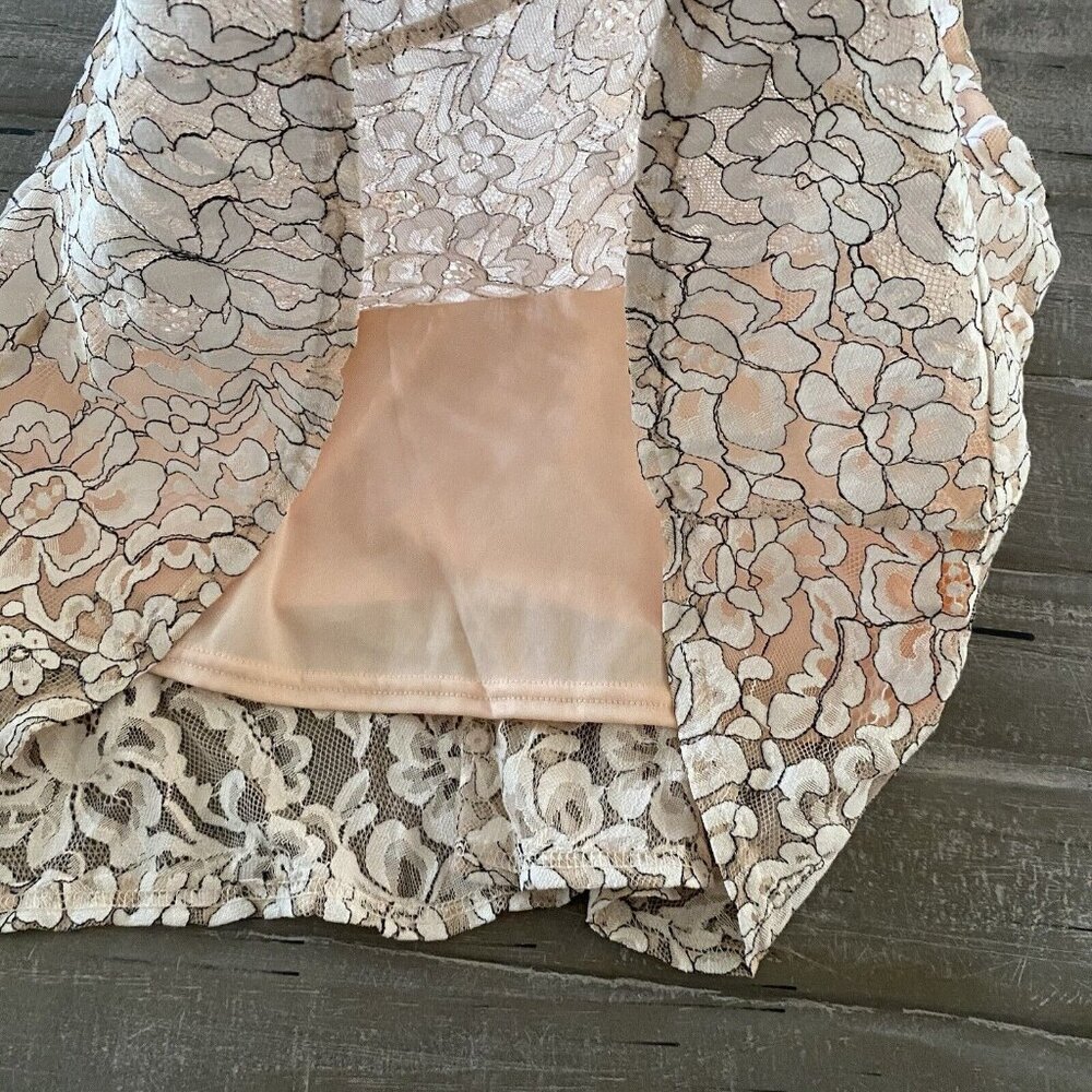 Peach Love California Dress Size Large Floral Lace Short Sleeve Lined Ladies New - Picture 4 of 10